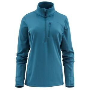 Simms Fishing Women's Fleece Lined Midlayer 1/2 Zip Half Medium Blue